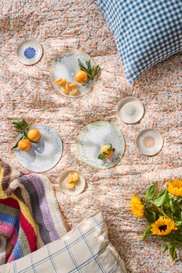 Ib Laursen quilt oranje blauw