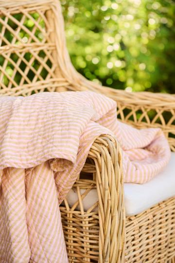 Ib Laursen quilt roze geel streep