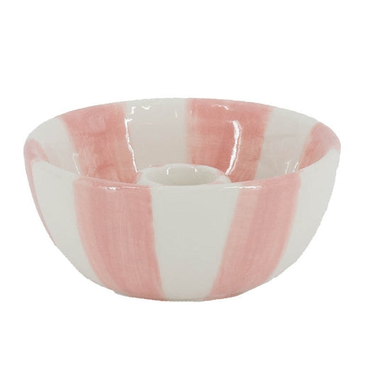 Kaarsenhouder met roze streep