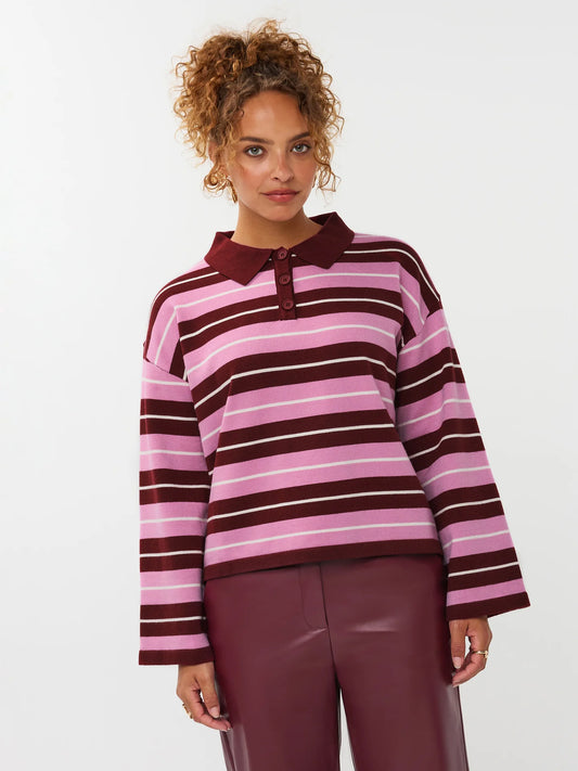Ydence Knitted Top Balou Burgundy/pink