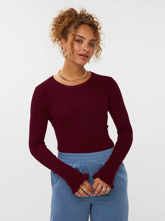 Ydence Knitted Top Shirley Burgundy