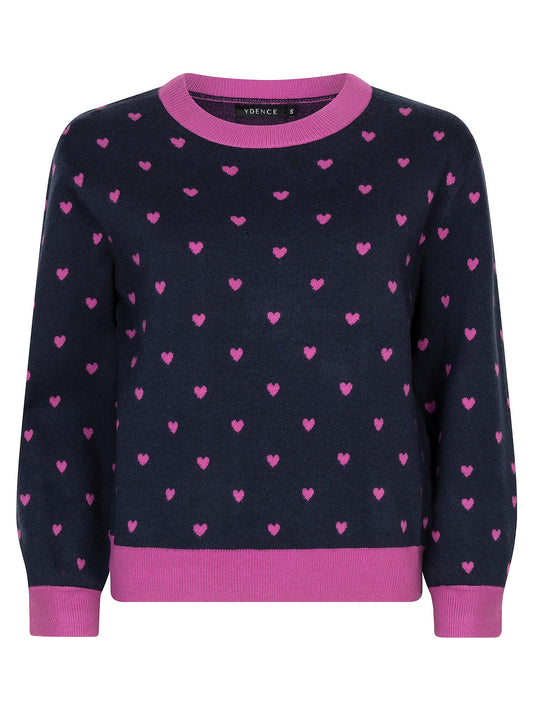 Ydence Knitted sweater Emily Navy/fuchsia purple