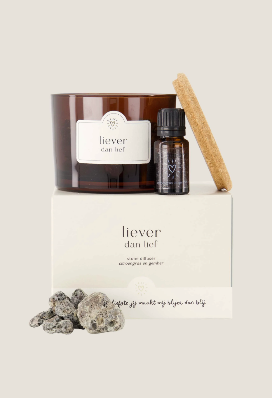 Zusss Diffuser Lava Steen Liever Dan Lief Off White