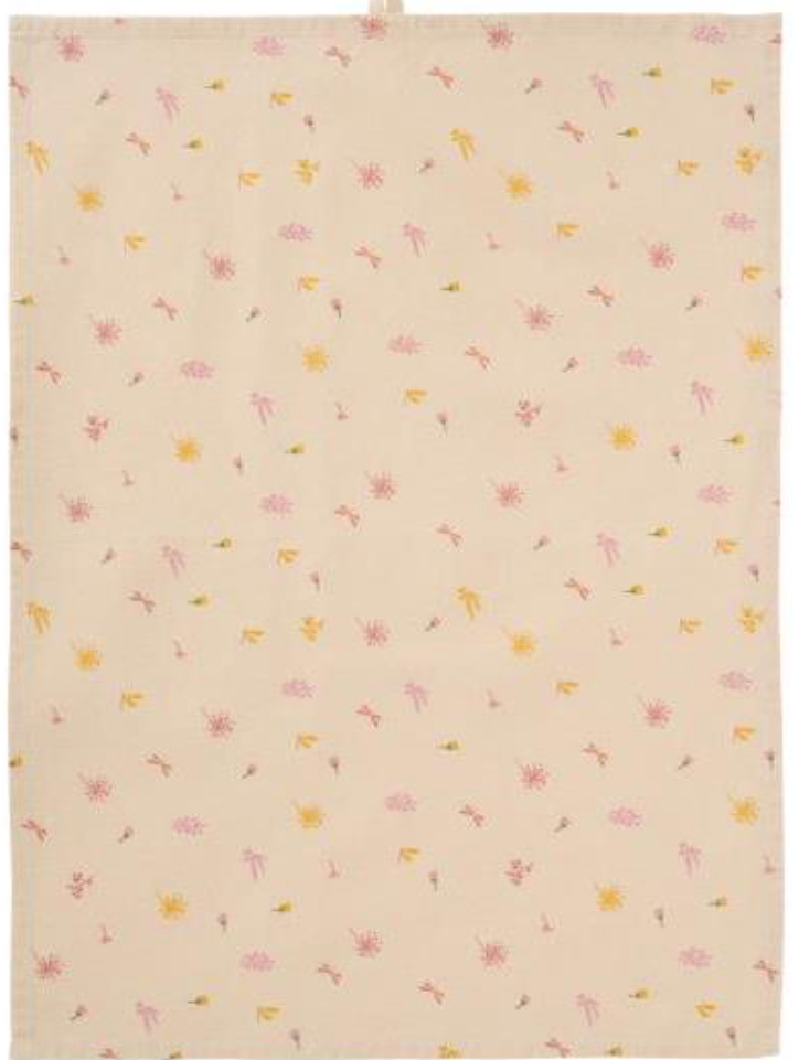 IB Laursen theedoek beige met bloemen