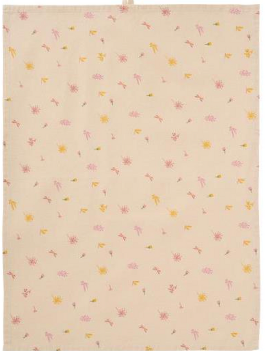IB Laursen theedoek beige met bloemen