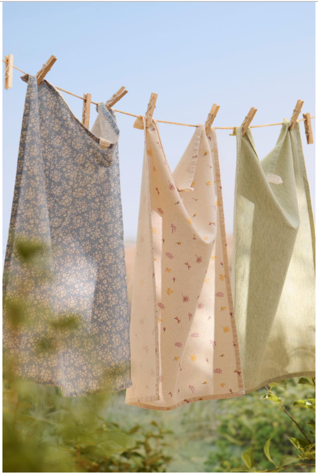 IB Laursen theedoek blauw met bloemen