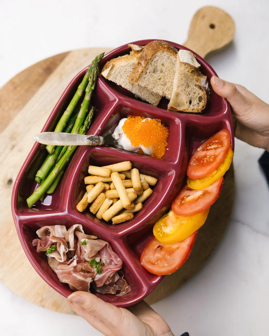 NINE snack platter burgundy Nova