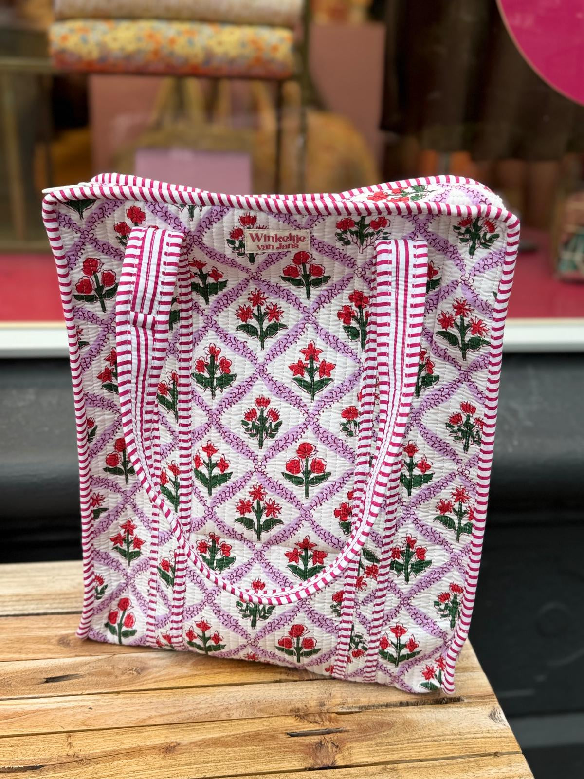 Tote bag Paars rode bloemen