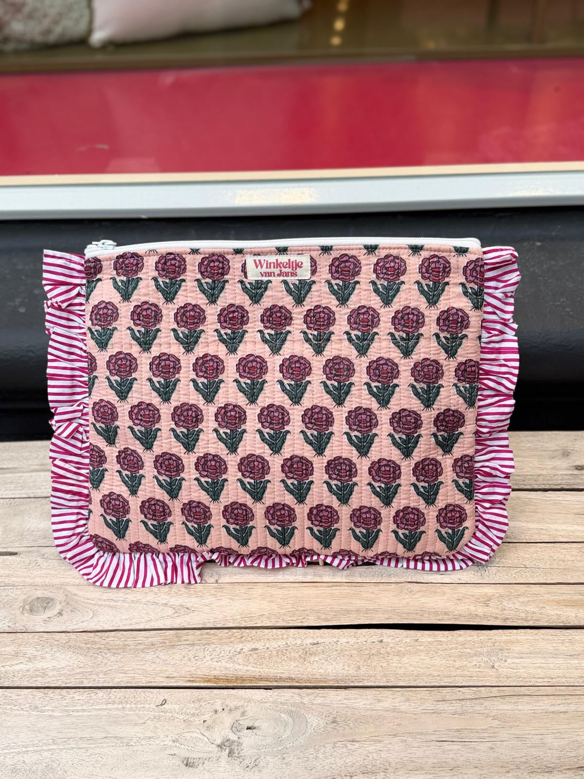 Laptophoes Aubergine met groen