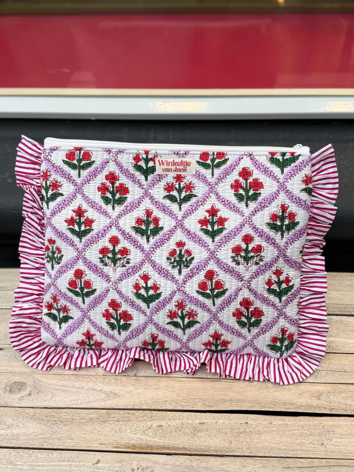 Laptophoes Paars rode bloemen