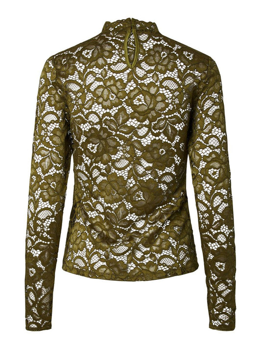 YAS YASELLIE LACE TOP GROEN