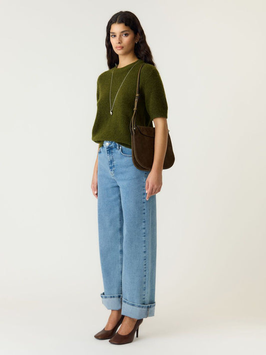YAS JOHI SS WOOL BLEND PULLOVER GREEN