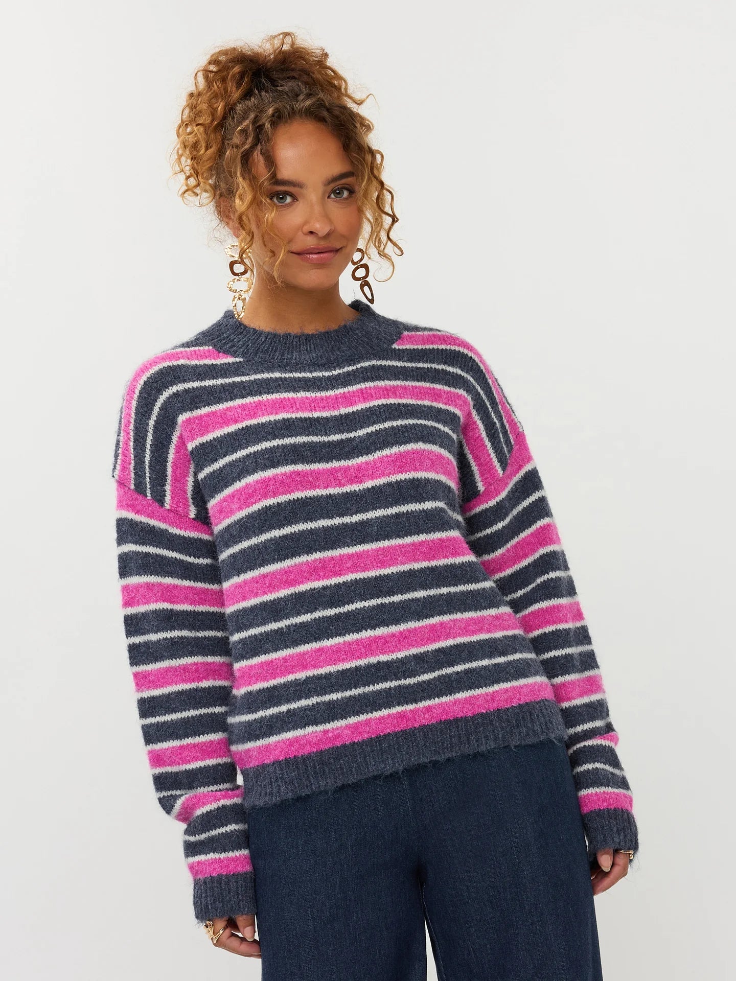 Ydence Knitted sweater Aria Navy/fuchsia