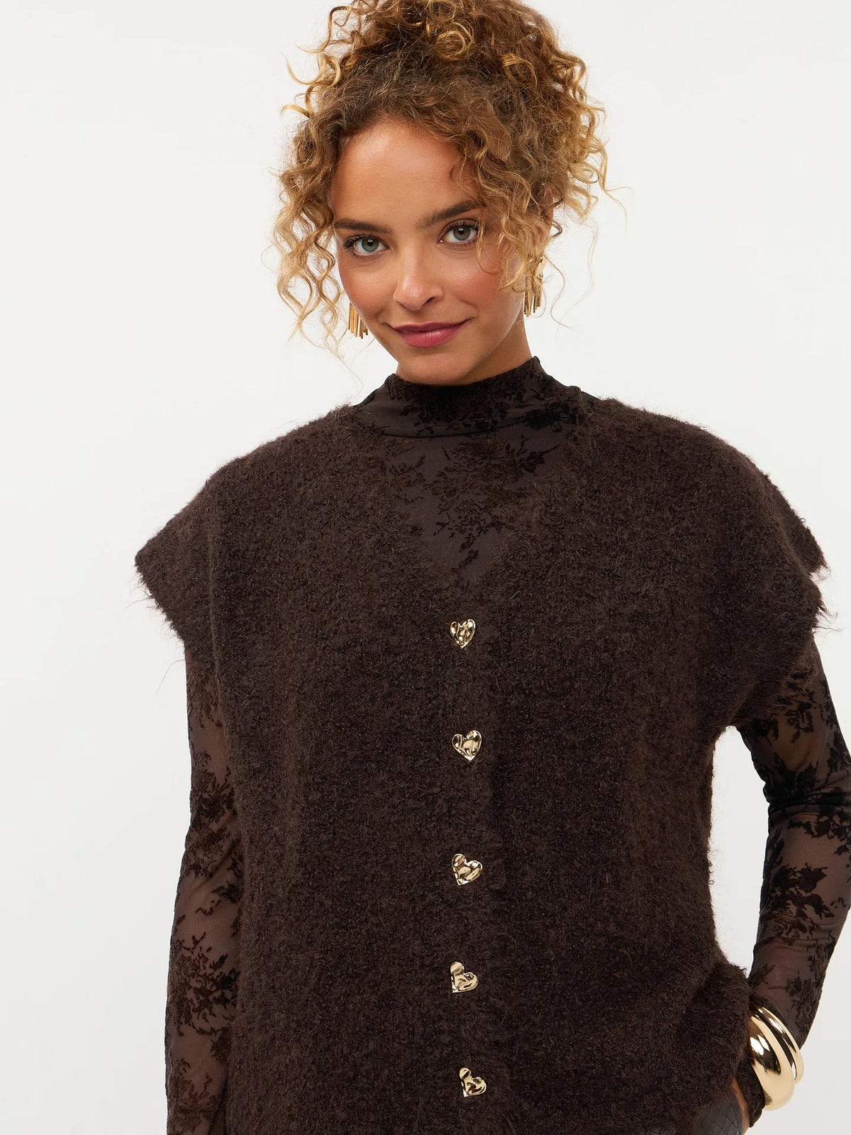 Ydence Knitted Cardigan Rochelle Coffee Brown