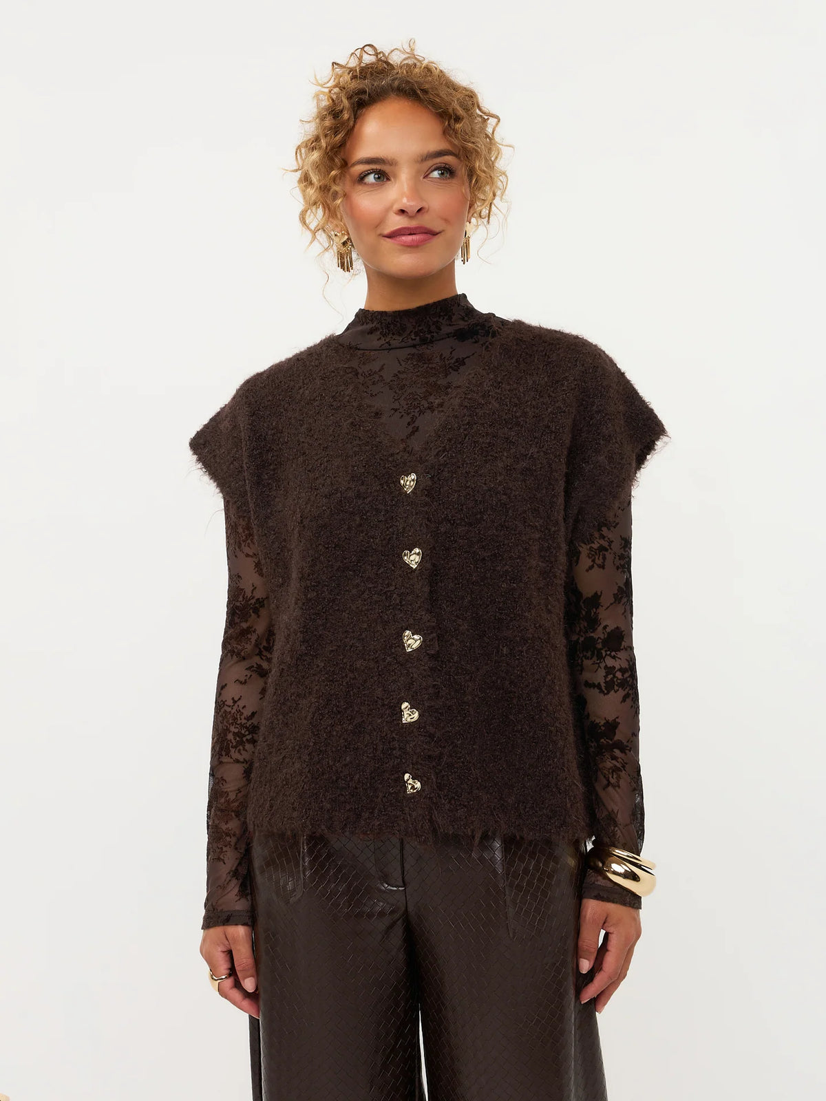Ydence Knitted Cardigan Rochelle Coffee Brown
