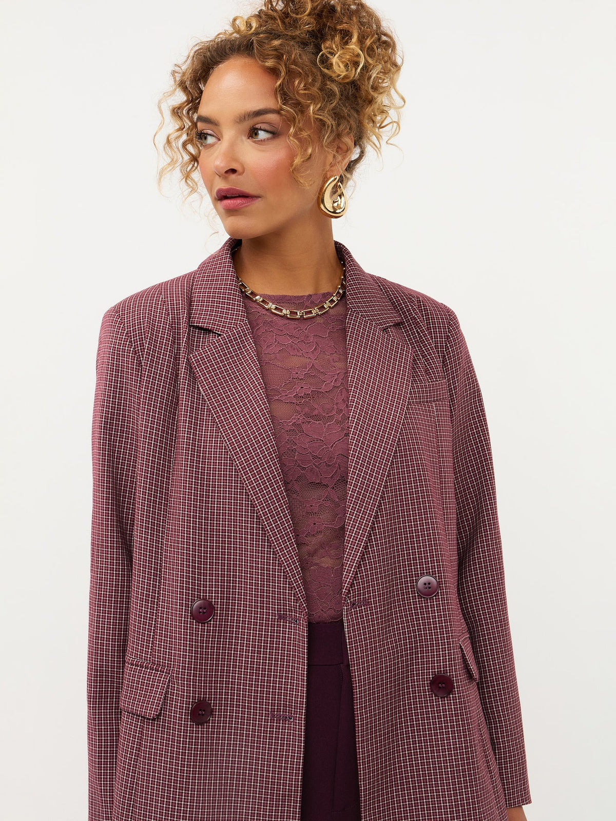 Ydence Blazer Nevessa mauve check