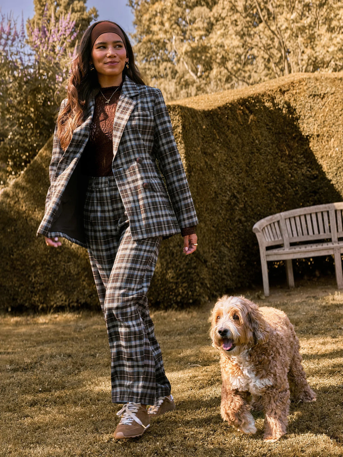 Ydence blazer novalee Brown blue check