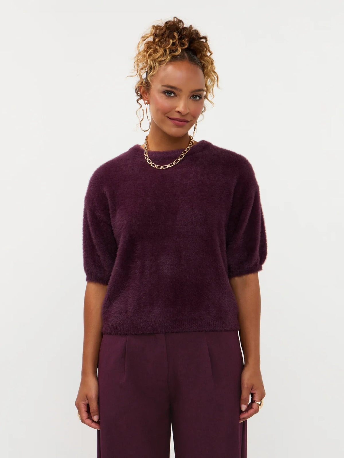 Ydence knetter top Mary aubergine