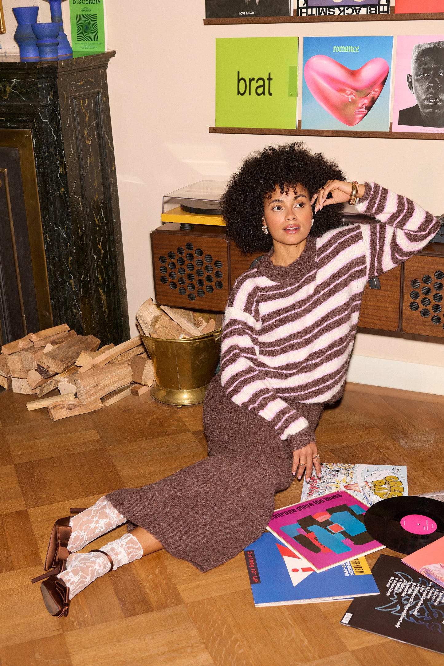 Ydence Knitted sweater Aria Mocha/pink