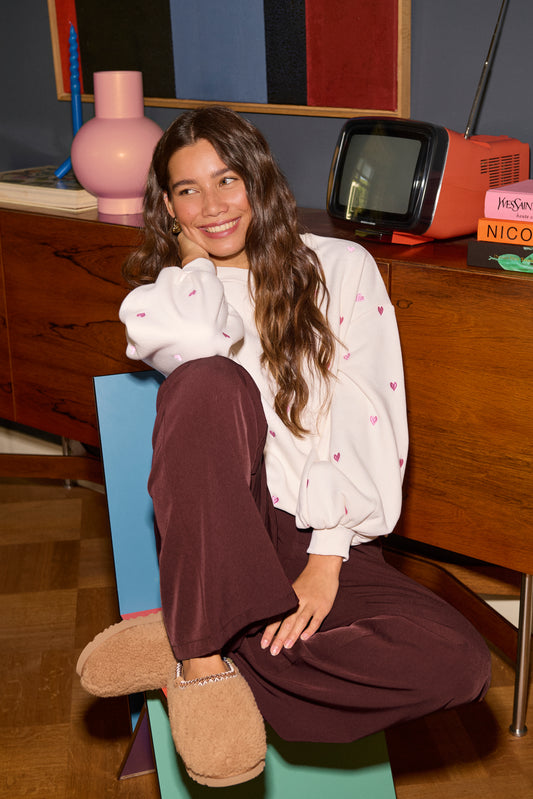 Ydence Sweater Hearts Ecru/Pink