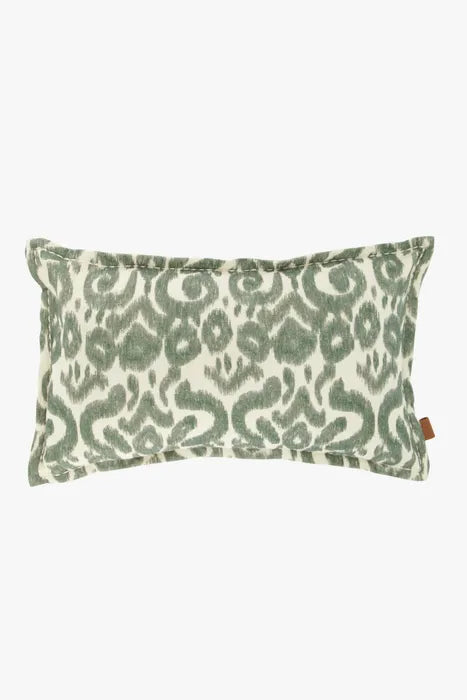 Zusss kussen ornament print en madeliefje 50x30 cm saliegroen
