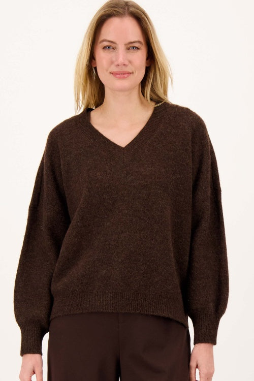 Zusss long V-neck sweater with heart
