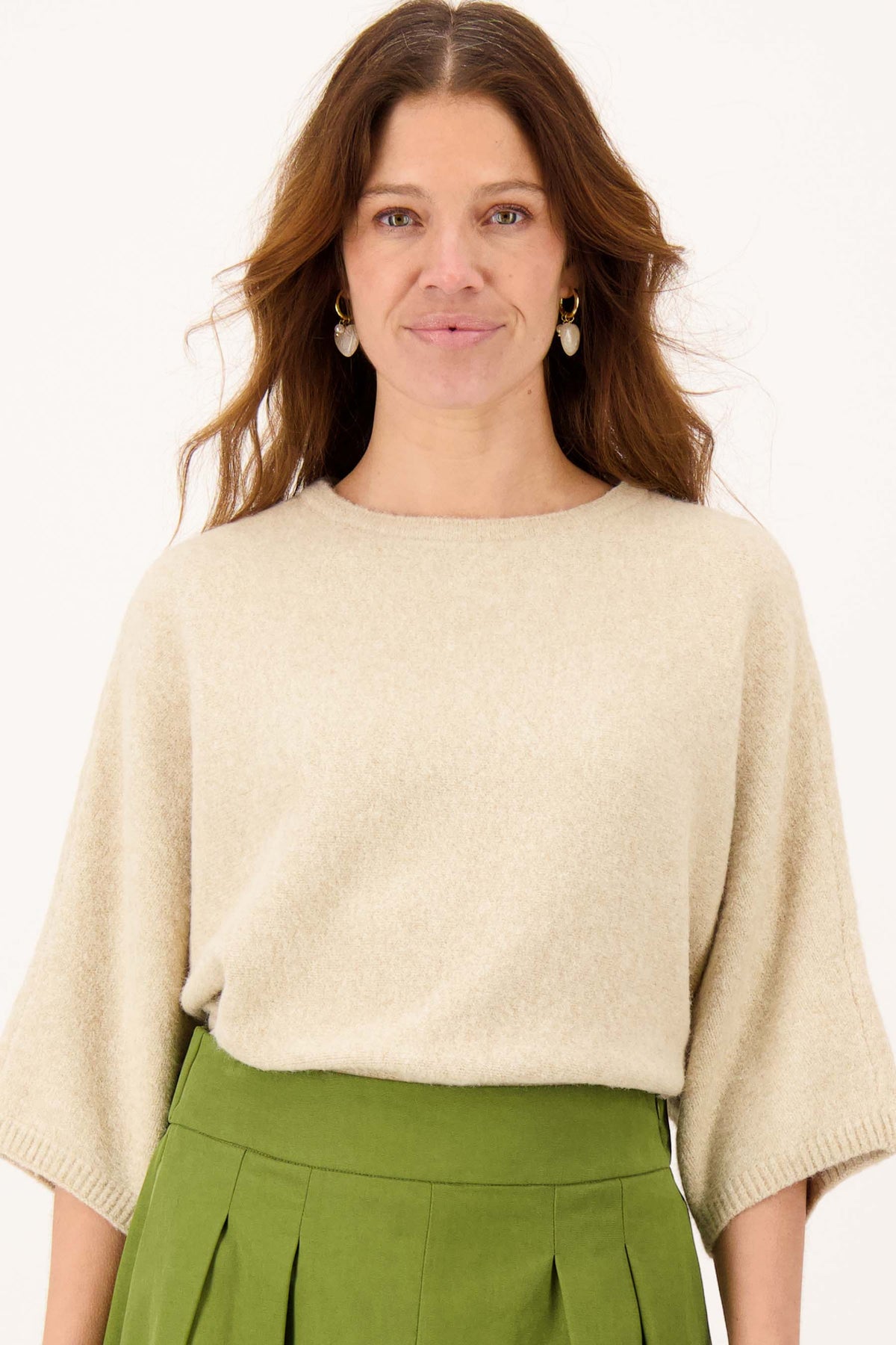 Zusss boat neck sweater with 3 4