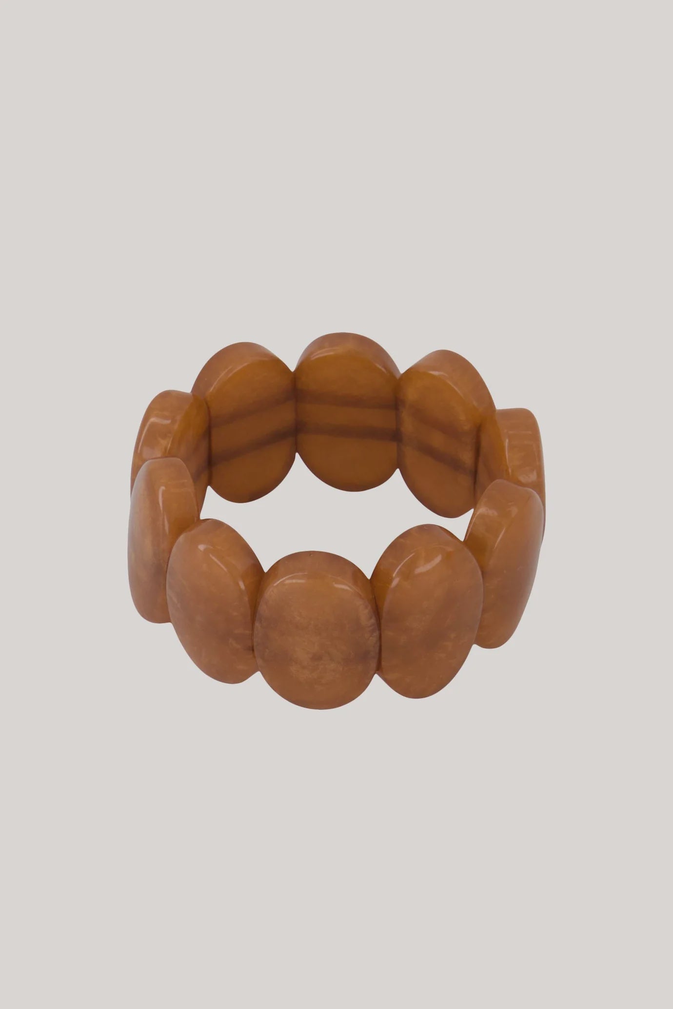 Zusss elastieken brede kralen armband warm camel