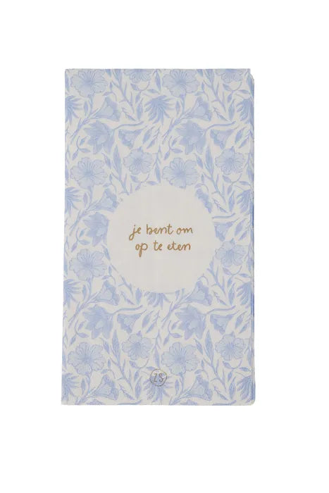 Zusss servetten bloemen 11x20cm blauw/wit