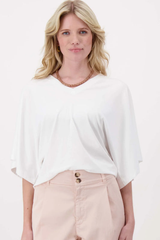 Zusss V hals T-shirt wijde mouw met Zusss embroidery