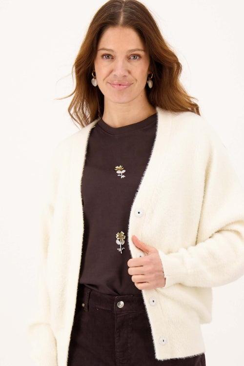 Zusss batwing cardigan in fluffy yarn