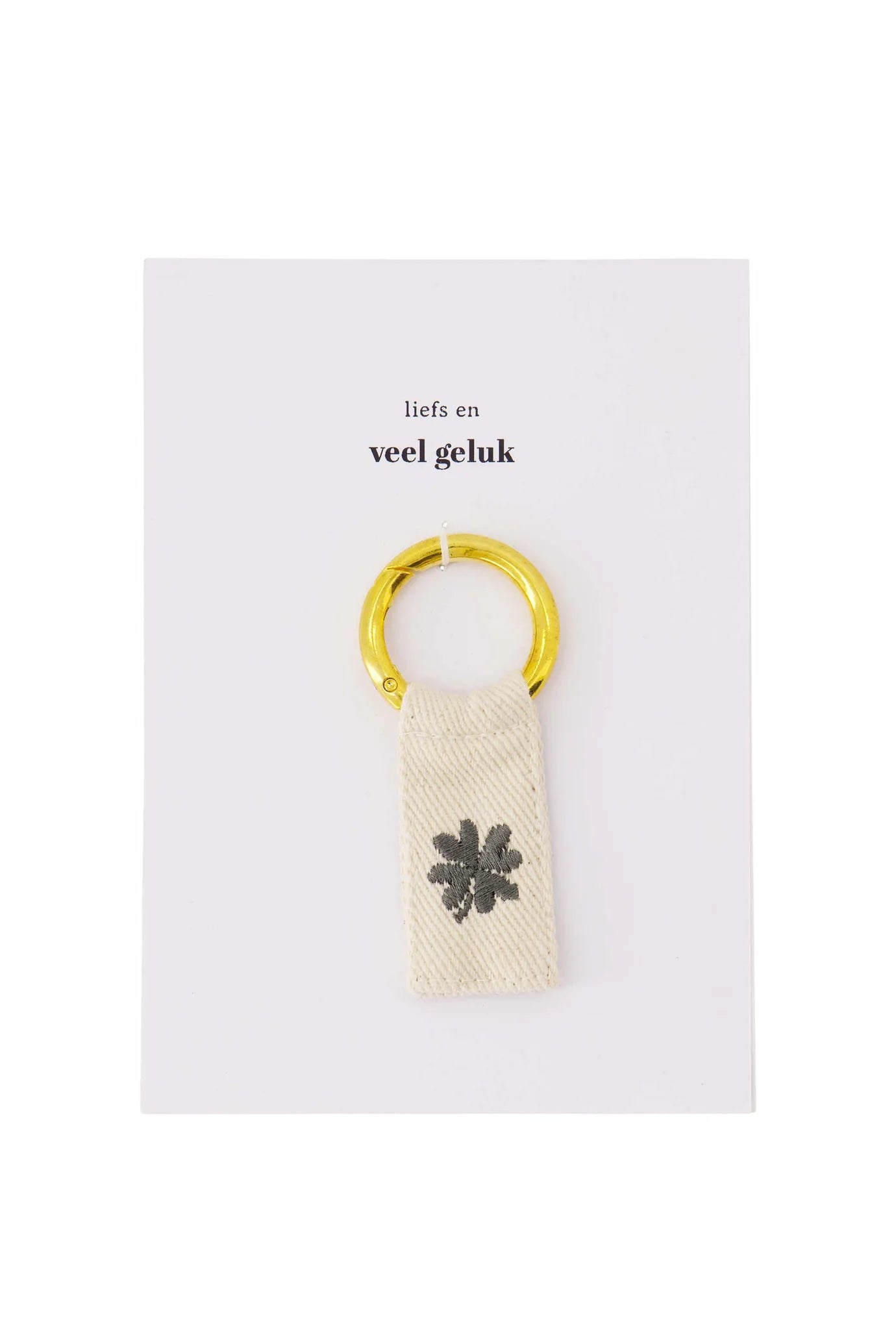 Zusss ansichtkaart sleutelhanger klavertje wit/groen