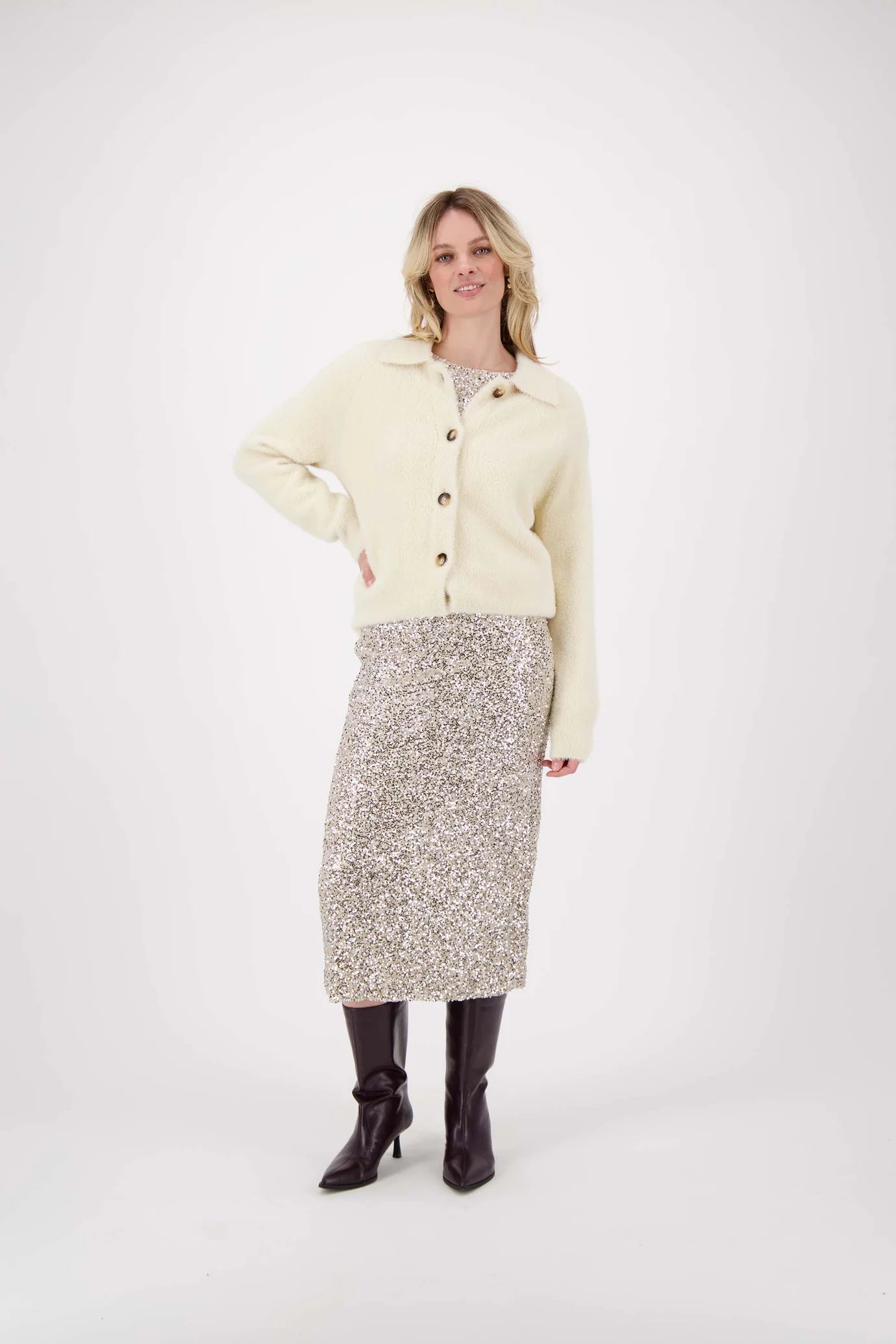 Zusss fluffy vestje met polokraag