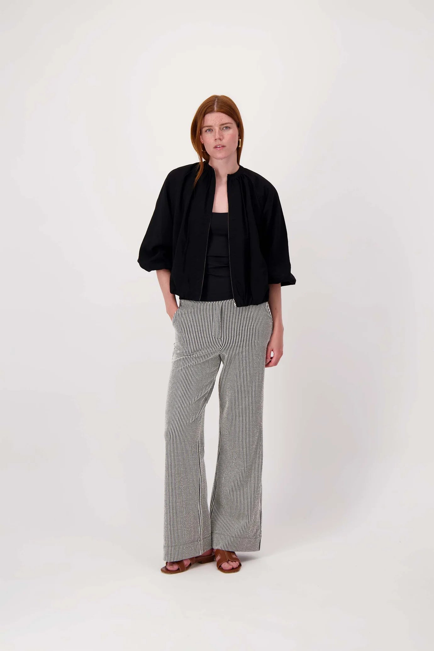 Zusss gestreepte broek met structuur