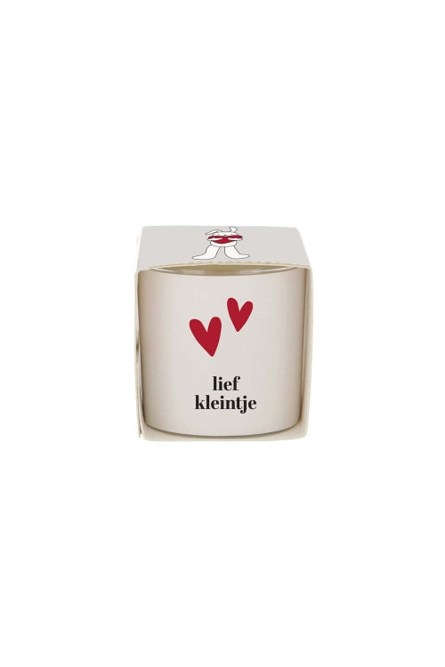 Zusss geurkaarsje in wikkel lief kleintje wit/rood