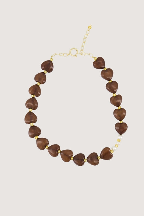Zusss heart necklace with pearls hazelnut