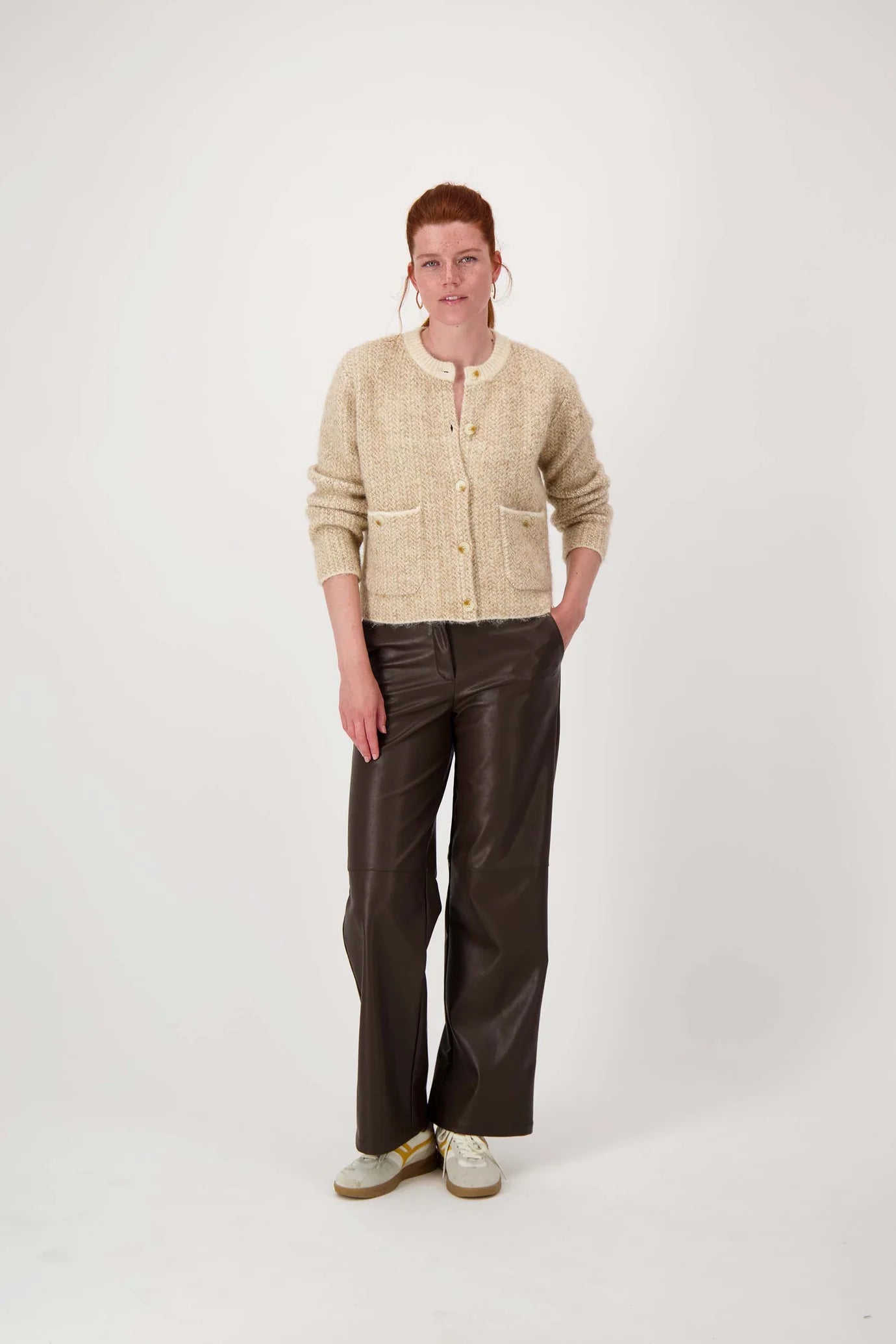 Zusss jacquard vest met visgraat structuur