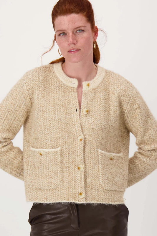 Zusss jacquard vest met visgraat structuur