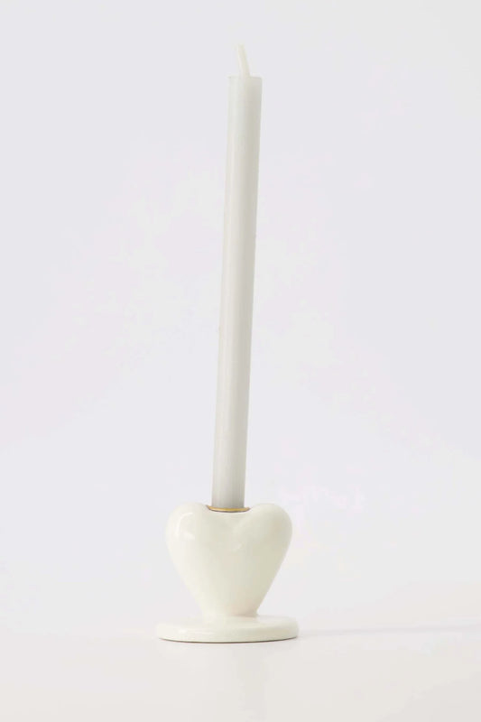 Zusss kandelaartje keramiek hartje wit