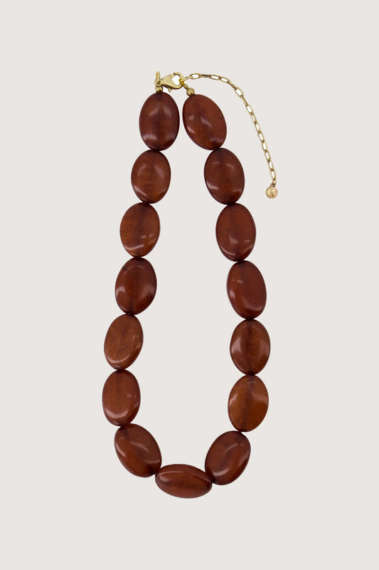 Zusss ketting van platte kralen mid brown