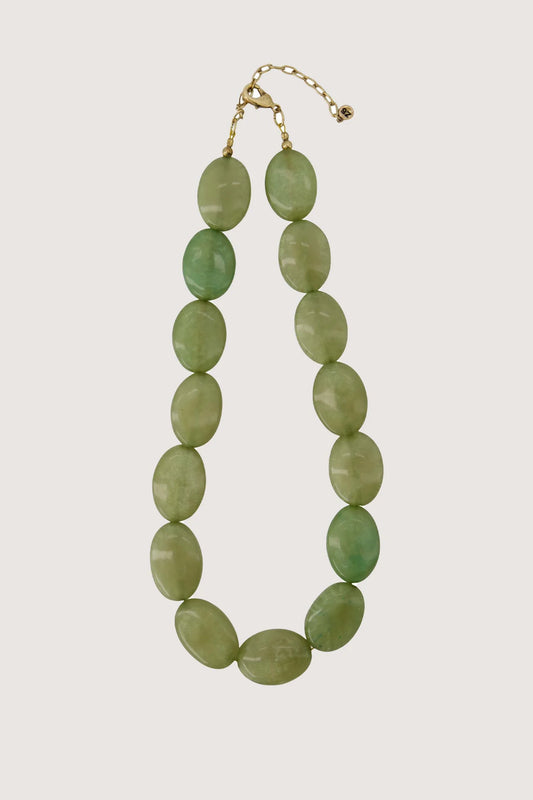 Zusss ketting van platte kralen olive green