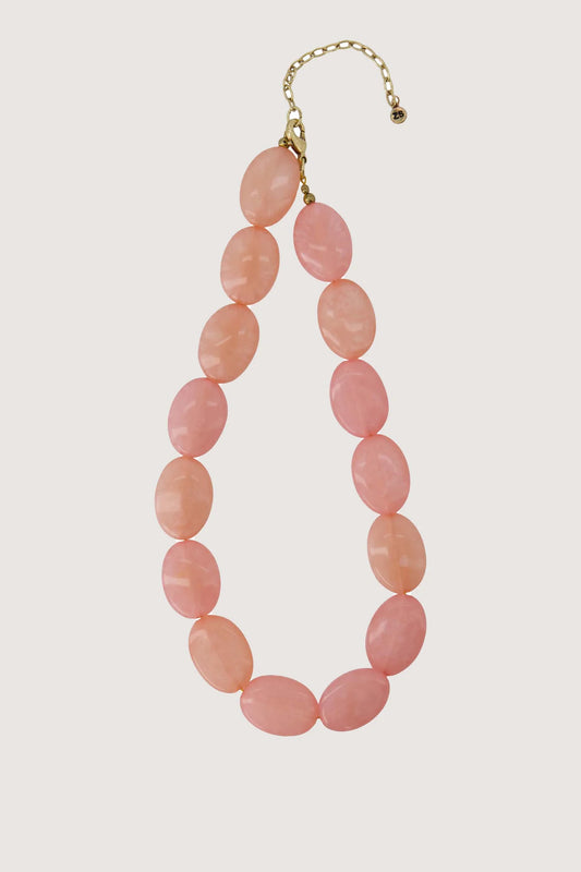 Zusss ketting van platte kralen pink