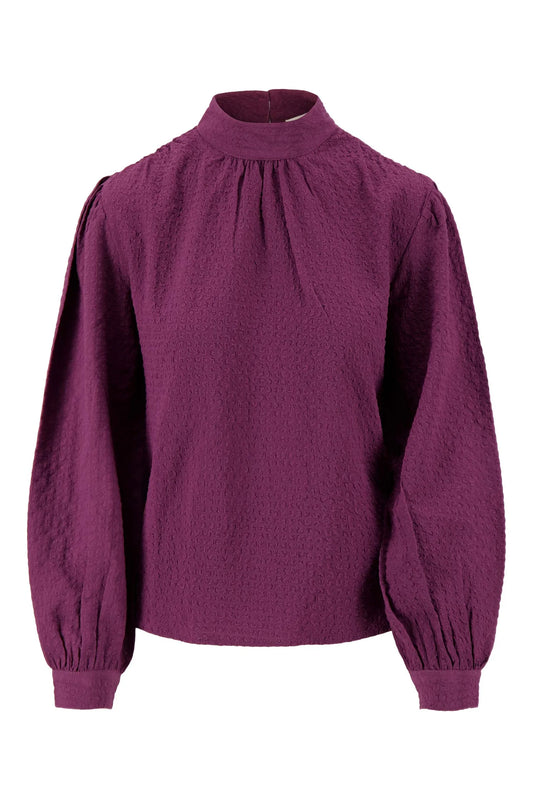 Zusss seersucker blouse aubergine
