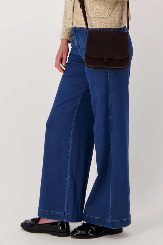 Zusss suede schoudertasje chocoladebruin