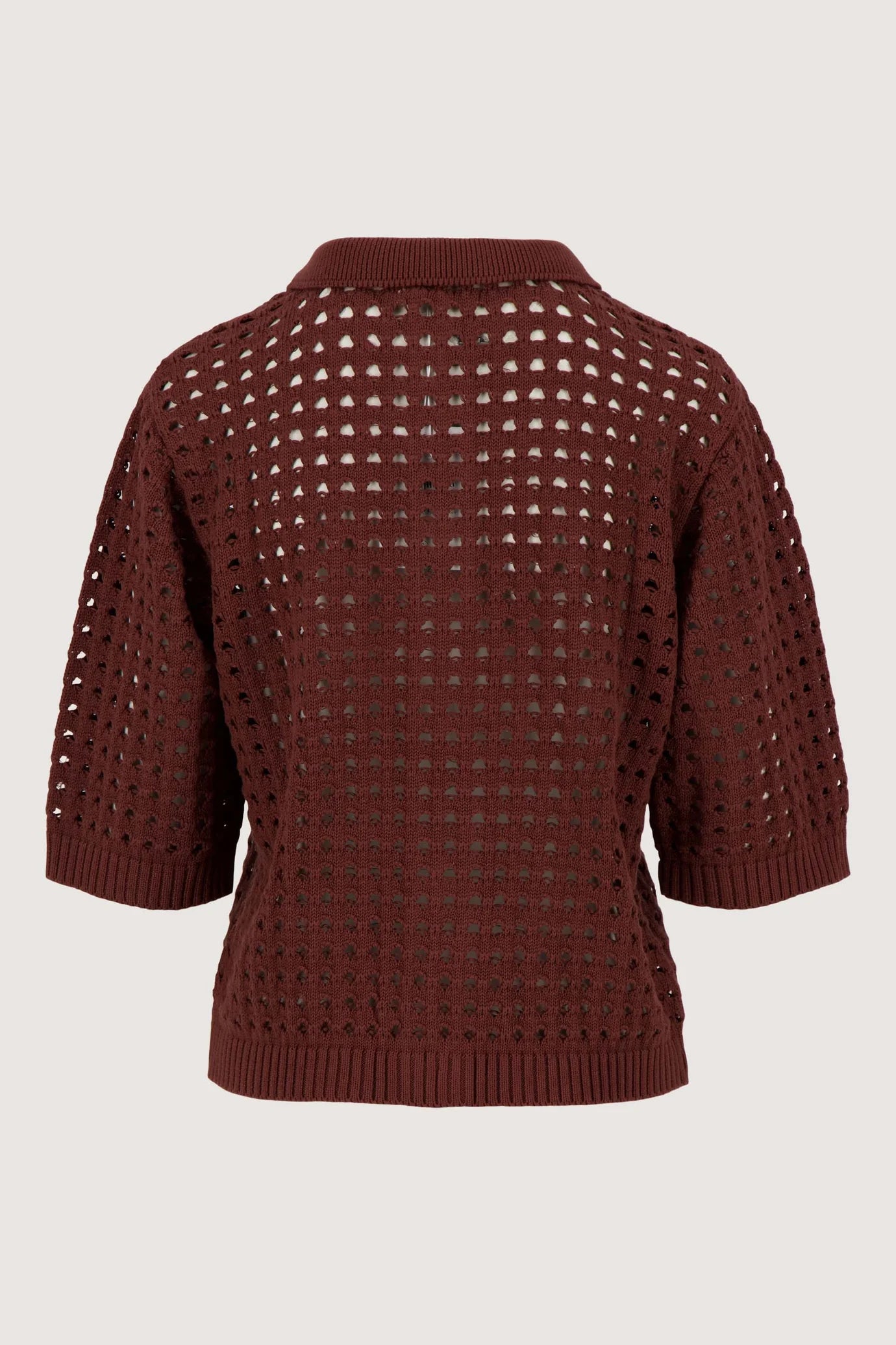 Zusss vest met polokraag in ajour Mid brown