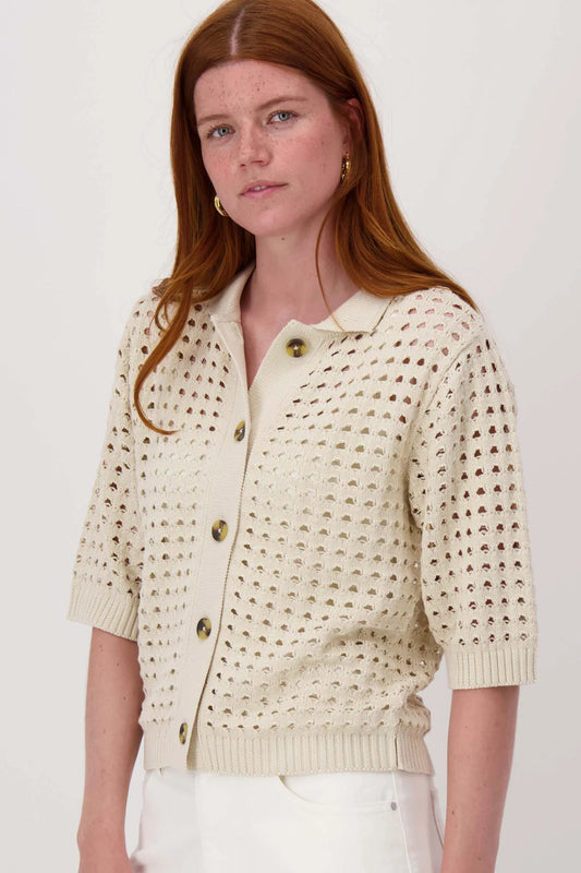 Zusss vest met polokraag in ajour kit