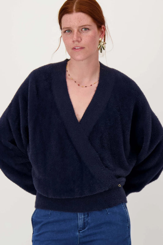 Zusss wikkel trui in fluffy garen blue