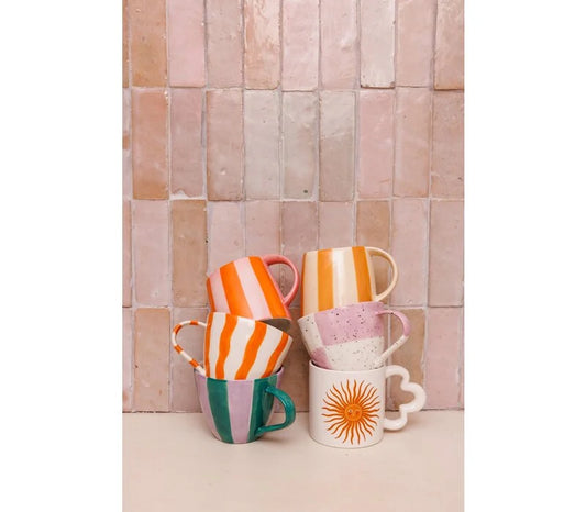 All the Luck in the World Blocked Mug Pink White