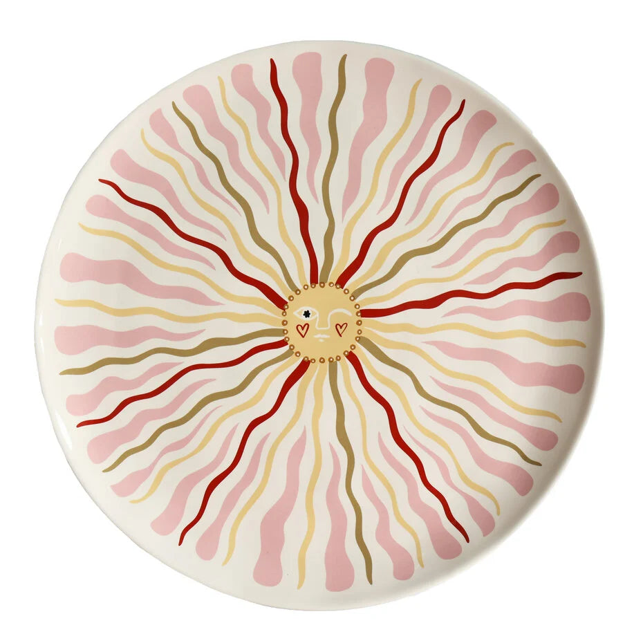 All the luck in the world Large Round Plate with Pink Sun
