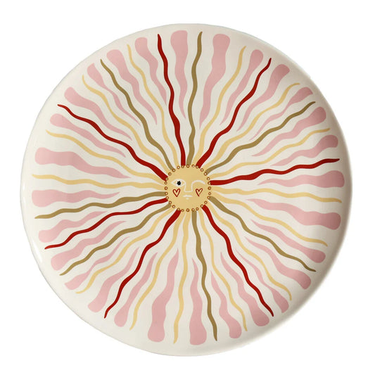 All the luck in the world Large Round Plate with Pink Sun